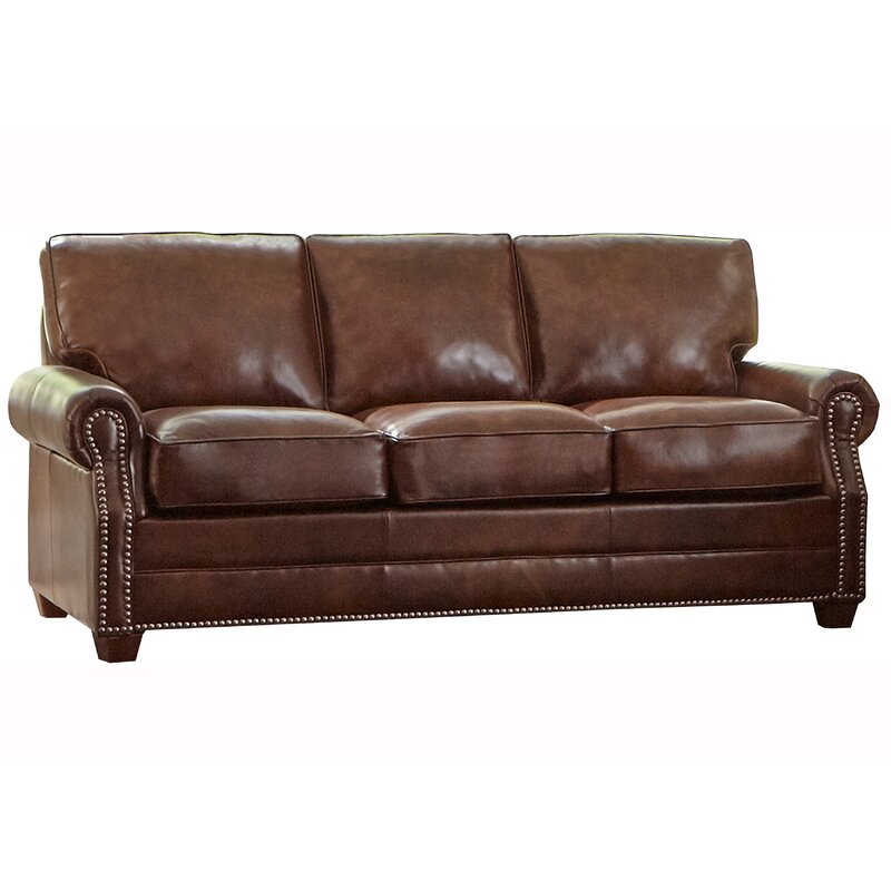 Revo 81%2522 Genuine Leather Rolled Arm Sofa Bed 